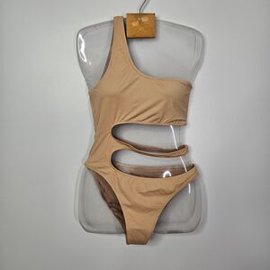 SKIMS Swim One Shoulder Monokini Ochre Womens Size Medium NWT